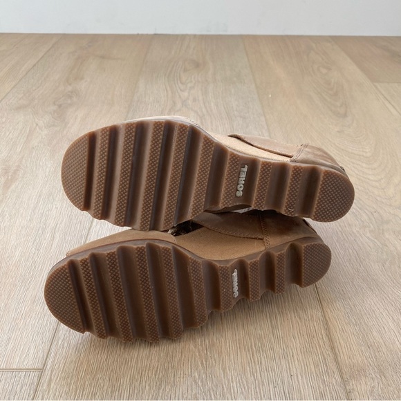 Sorel Joanie II Tan Wedge Leather Lace Up Size 8.5 - Picture 6 of 6